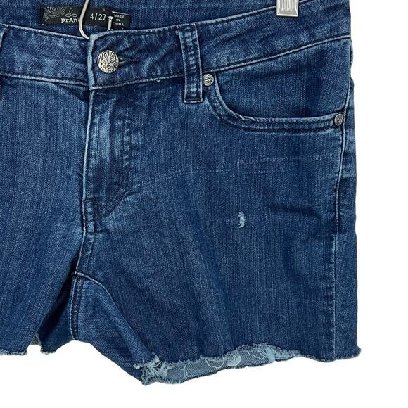 PRANA KARA LOW RISE CUTOFF MEDIUM WASH DENIM‎ SHORTS WOMEN'S SIZE 4/27 - Picture 3 of 12